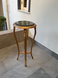 Portavaso classico dorato con piano in marmo