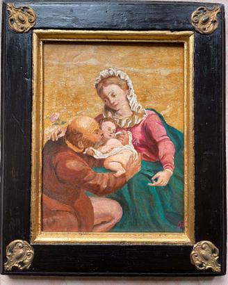 Dipinto su pietra, scuola veneta, Sacra Famiglia