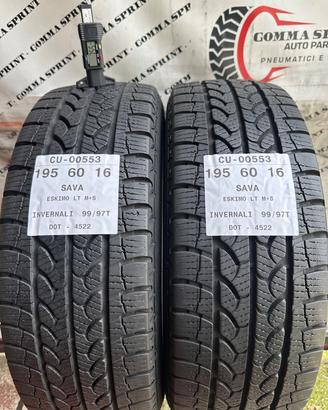2 PNEUMATICI 195/60 R16C SAVA INVERNALI 90%
