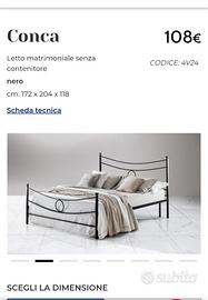 Struttura letto matrimoniale ferro battuto + rete