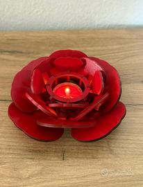 Portacandela Artigianale a forma di Rosa in Legno