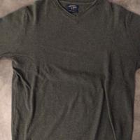 Maglia verde Calliope in cotone scollo a V, tg. S