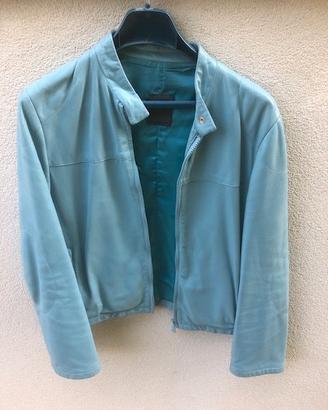 Giacca pelle azzurra foderata NewYork Industries