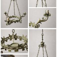 Lampadario ferro battuto vintage anni Trenta