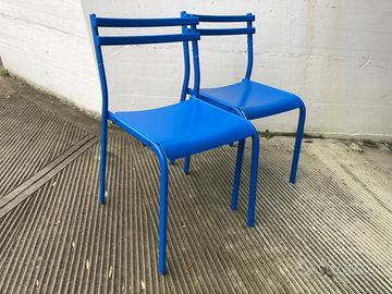 2 sedie metallo Ikea blu come nuove