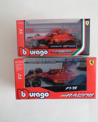 2 MODELLINI BURAGO RACING FERRARI F1 VETTEL-LECLER