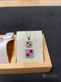 Collana Punto Luce Quadrato - Argento 925 e Zircon