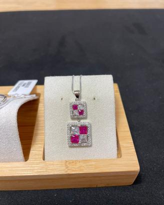 Collana Punto Luce Quadrato - Argento 925 e Zircon