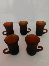 set tazzine da caffè o liquore in vetro, vintage 