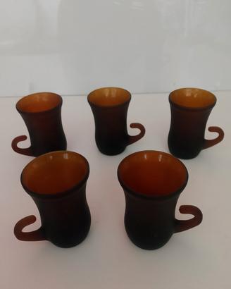 set tazzine da caffè o liquore in vetro, vintage 