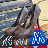 Scarpe décolleté marroni donna tacco alto 