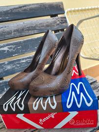 Scarpe décolleté marroni donna tacco alto 