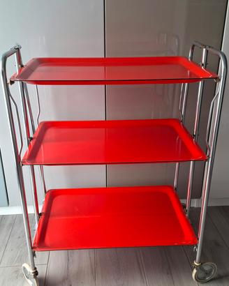 Carrello Portavivande Pieghevole Vintage Rosso Ret