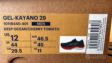 Scarpa running Mizuno Gel Kayano 46.5  us 12