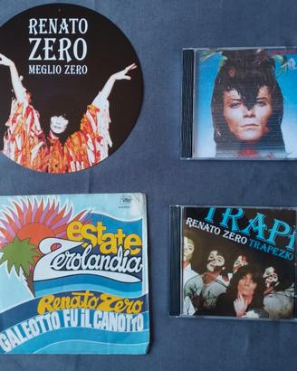RENATO ZERO-RARO LOTTO CD+45 GIRI+PLACCA+OMAGGIO