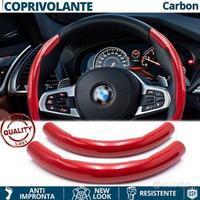 COPRIVOLANTE per BMW Effetto FIBRA CARBONIO Rosso