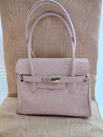 borsa rosa ecopelle effetto struzzo