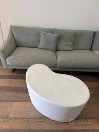 Pouf grande di design in vera pelle bianca