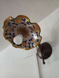N°2 Applique ferro battuto con maioliche d Sciacca