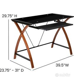 Scrivania per computer in vetro