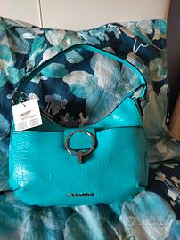 borsetta turchese con tracolla