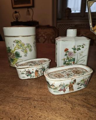 antiquariato cinese in porcellana lotto 4 pezzi 