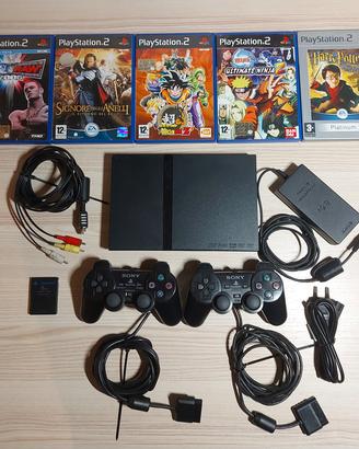PS2 slim con 2 controller e 5 videogiochi
