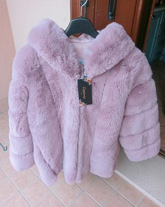 cappotto in pelliccia rosa 