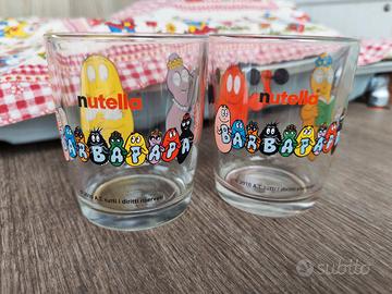 set 2 Bicchieri vetro Nutella Barbapapà anno 2010 