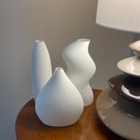 Set vasi rigati minimal bianco opaco