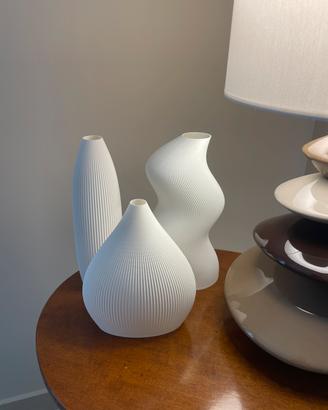 Set vasi rigati minimal bianco opaco