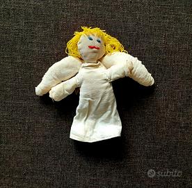 Bambola di stoffa artigianale angelo biondo