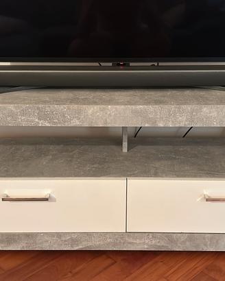 Mobile tv effetto cemento e bianco lucido