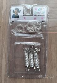 Lacci per capelli argentati a molla con cuore etc