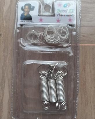 Lacci per capelli argentati a molla con cuore etc