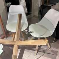 Svendita 4 sedie JYSK bianco e legno chiaro