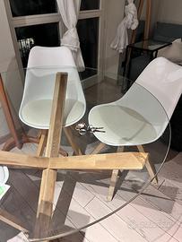 Svendita 4 sedie JYSK bianco e legno chiaro