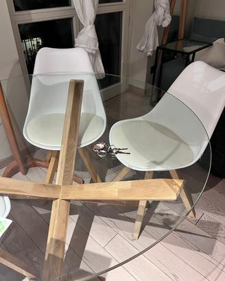 Svendita 4 sedie JYSK bianco e legno chiaro