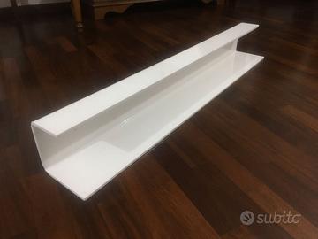 mensola doppia nuova, plexiglass bianco 110x15x10
