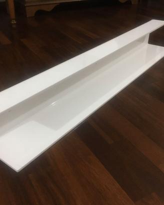 mensola doppia nuova, plexiglass bianco 110x15x10