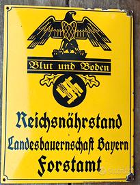 Insegna smaltata tedesca ww2 blut und boden 40 cm