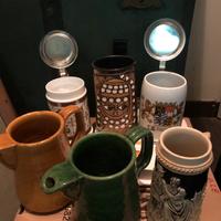 Collezione cristallo varie bottiglie piu boccali