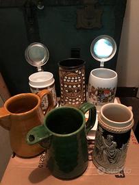 Collezione cristallo varie bottiglie piu boccali