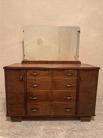 Cassettiera in legno e specchio (145x51x160)