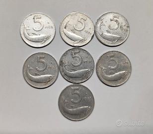 Lotto Lira (7 pezzi) - 5 Lira  1953-1954-1955