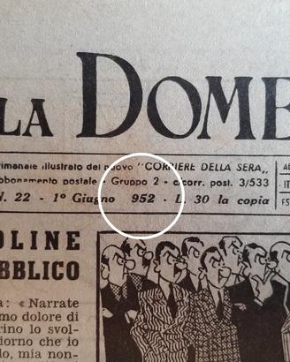 1952, n°22 la Domenica del Corriere con errore
