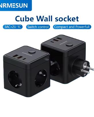 Multipresa Cubo 6 IN 1 (3xAC+2xUSB+1xUSB-C)