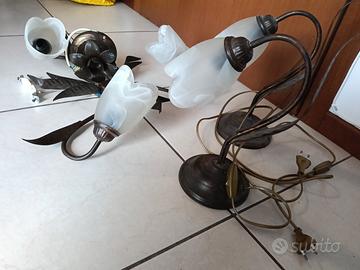 Lampadario tulipano con due lampade