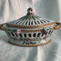 Cestino traforato antico porcellana cinese câi ci