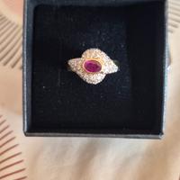 anello Oro18kt 6,19g con rubino e diamanti Natural